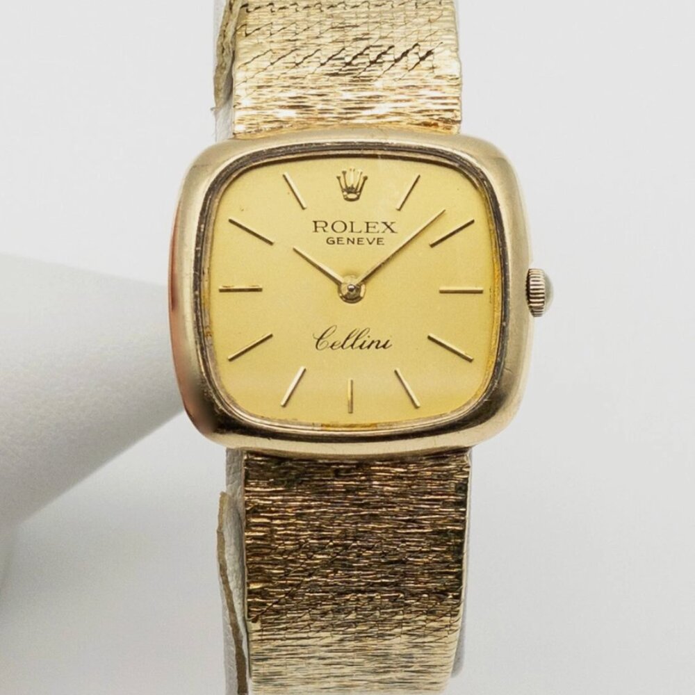 Champagne ROLEX CELLINI 14k Yellow Gold Ladies 30mm Midsize Watch